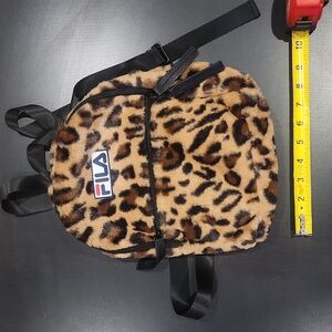 Fila leopard furry mini backpack